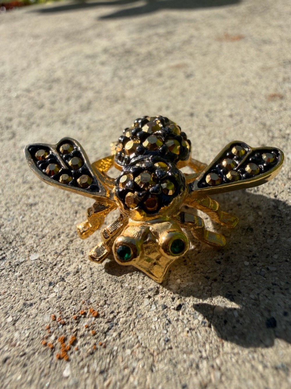 Joan Rivers Gold-Tone Bee Brooch with Black and Green Accents